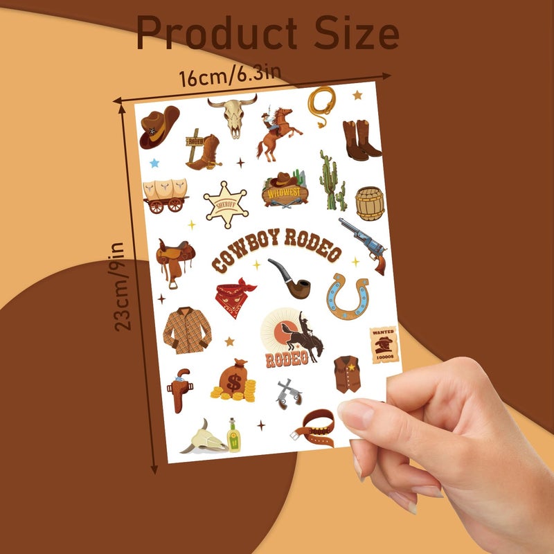 Gameza Cowboy Temporary Tattoo - 216+ Rodeo Temporary Tattoos Western Party Decorations Temporary Tattoo Sticker Kids My First Rodeo Birthday Party Supplies Horse Sticker Cowboy Party Favors - Image 2